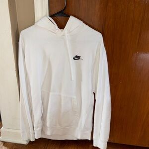 Nike White Hoodie with Black Swoosh - Unisex Pullover